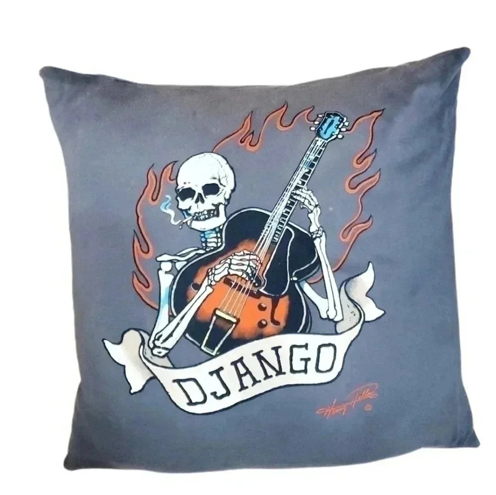 DJANGO Smoking skull print Throw pillow